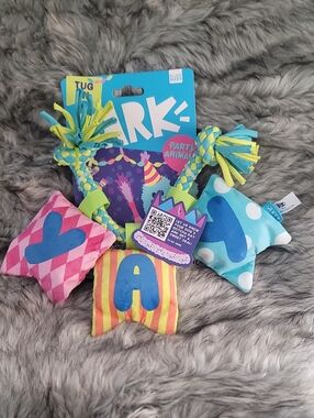 Bark Party Animal Plush Rope Toy - Pink, Yellow, Blue